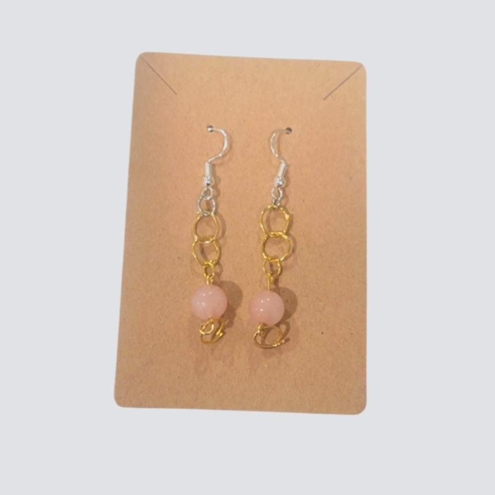 Gold and Pink Dangle Earrings